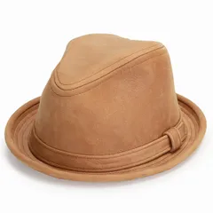 NEW YORK HAT (ニューヨークハット) 帽子 中折れ レザー ヴィンテージ風 本革 ショートブリム 9290 Vintage Leather Fedora 茶 ラスト 【TB】