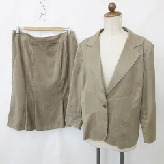 アリスバーリー Aylesbury セットアップ スーツ テーラード スカート 長袖 シングル ひざ丈 フレア 茶 ブラウン LL 15