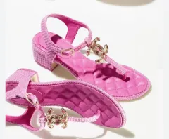 シャネル ピンク サンダル CC ロゴ ツイード サンダル 35