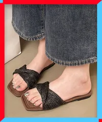 新品 ラフィア調 フラットサンダル レディース ビーチサンダル 旅行 夏スリッパ 韓国風 涼しげサンダル 通気 【送料無料】