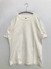 UNIQLO U ユニクロユー Tシャツ/カットソー M ホワイト 無地 ミドル丈 半袖 クルーネック(丸首)