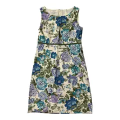  LAURA ASHLEY ローラアシュレイ 花柄ワンピース ブルー系 ノースリーブ レディース9【Z1805】