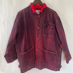 【美品】ATTENTION FIORI SPORTSWEAR  アーカイブ　ダッフル　トグル　デニムジャケット　カバーオール　M/M 40 レッド　ワイン　ボルドー　コットン100% コート