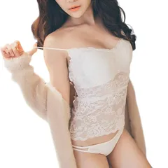 [Laisve] オシャレベアトップ チューブトップ レース インナー キャミソール カップ付 バッククロス 透け シースルー 吸汗通気 レディース ホワイト
