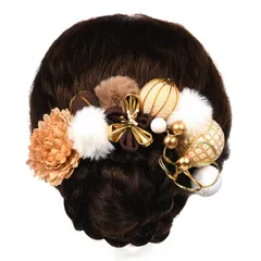 【新着商品】袴 着物 袴 髪 花 つまみ細工 飾り セット 和装 七五三 結婚式 浴衣 髪留め 振袖 ヘアアクセサリー 卒業式 高級造花 髪飾り 3カラー 成人式 (ベージュ) [OTAKUMARKET]