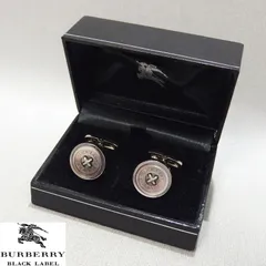 ★BURBERRY BKACK LABEL シェル ボタンデザイン カフス シルバー ロゴ バーバリー ブラックレーベル★