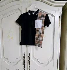 バーバリー キッズ ヴィンテージ チェック パネル ジッパー ポロ 半袖 Tシャツ (140/10y)