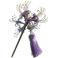 ミニ彼岸花のかんざし【バイオレット・ゴールドワイヤー】