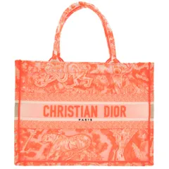 新品同様 クリスチャン ディオール ブックトート トワル ドゥ ジュイ エンブロイダリー ミディアム M1296ZROC_M057 メッシュ ジャガード オレンジ バッグ 0751 Christian Dior