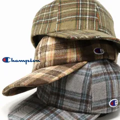 Champion (チャンピオン) つば長め キャップ メンズ レディース 深め 秋冬 ネルチェック 帽子 ユニセックス カジュアル ストリート ロゴキャップ 【MB】