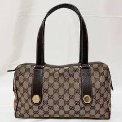 GUCCI グッチ ミニボストンバッグ ハンドバッグ GGキャンバス レザー ベージュ ブラウン 152457