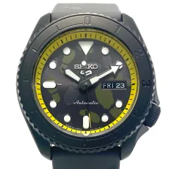 【ほぼ未使用・希少】腕時計 メンズ セイコー SEIKO 5スポーツ ワンピースコラボレーション ONE PIECE サンジモデル SBSA155 4R36-11Z0 世界限定5000本 自動巻 グレー 裏スケ デイデイト シリコンベルト