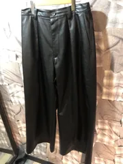 福岡出品　MAISON SPECIAL Artificial Leather Pin-Tuck Wide Pants メゾンスペシャル レザーワイドパンツ 2 レザー ブラック 11252461602 FKのサムネイル