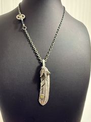 ゴローズ 銀爪特大フェザー右＋金メタルホイール付イーグルフック細角