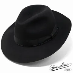 Borsalino (ボルサリーノ) フェルトハット 中折れハット ハット メンズ ファー 秋冬 ワイドブリム ウール レディース ブランド 黒 ブラック 【TB】