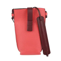 LOEWE ロエベ ゲート ポケット ショルダーバッグ 124.12.Z45 カーフスキン レザー POPPY PINK ピンク系 シルバー金具 フォンケース ポシェット アナグラム 