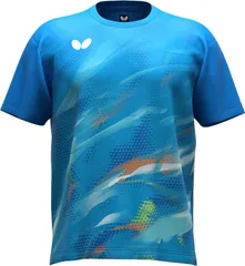 バタフライ Butterfly 卓球 アドロス Tシャツ 半袖 トップス ウエア メンズ レディース 男性 女性 吸水 速乾 伸縮 トレーニング 部活動 クラブ サークル 練習 合宿 移動着 オフ着  47420 174 スカイ