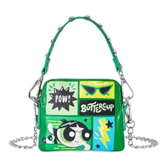 THE POWERPUFF GIRLS 　パワーパフガールズ　バターカップ　ミニバッグ　3way  　ショルダーバッグ　ミニポーチ　コインケース　小銭入れ　小物入れ　緑　GREEN　可愛い　アメコミ　キャラクター　平成　レトロ　ギフト　プレゼント　海外製品