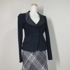 【ピンキーアンドダイアン】テーラードジャケット　黒　38　フォーマル　日本製　ストレッチ フリンジ Y2K フェアリーグランジ 森ガール 平成ギャル パンク系 アーカイブ 小悪魔 ゴスロリ ゴシック 姫ギャル