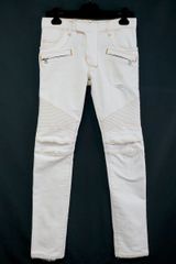 BALMAIN バイカーデニムパンツ 32 ホワイト - メルカリ