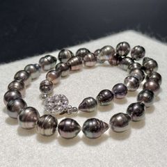 【テリ良】黒蝶真珠 ネックレス 8.0-11.5cm タヒチパール バロック テリ良】黒蝶真珠 ネックレス 8.0-11.5cm タヒチパール バロック