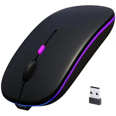 【在庫処分】SaikoMausu(サイコマウス) ワイヤレスマウス マウス Bluetooth 2.4GHz 無線 静音 薄型 マウス Type-C 充電式 省エネルギー 3DPIモード 7色ライト付き パソコン PC ipad Mac/Windows/sur