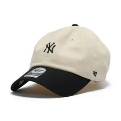 フォーティセブン キャップ ロゴ '47 クリーンナップ ニューヨーク・ヤンキース 2-Tone Base Runner ナチュラル × ブラック ロゴキャップ フリーサイズ 【MB】