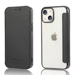 MuZiF iPhone14 用 手帳型ケース クリア 高級なPUレザー 耐衝撃性と耐摩耗性 14用 全面保護耐衝撃、カード収納、カバー 軽量 アイフォン14 用 手帳カバー (iPhone 14ブラック)