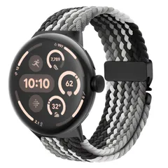 Google Pixel Watchバンド/ピクセルウォッチ 1・2・3・4（41mm）対応 編み込み伸縮ベルト 男女兼用 パラシュートバックル 通気性ストレッチナイロン スポーツ band 交換用アクセサリー