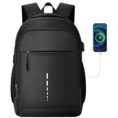 [BOKVEVE] リュック ビジネスリュック メンズ 大容量 軽量 USB ポート 防水 15.6インチノートPCバックパック A4収納可 搭載 多機能 通勤 通学 旅行 出張 おしゃれ 耐衝撃 防災 男女兼用 ブラック