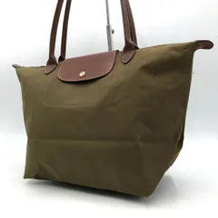 ロンシャン Longchamp トートバッグ ナイロン レザー カーキ系