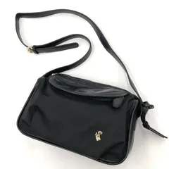 ペレボルサ PELLE BORSA ショルダーバッグ 黒 ナイロン レザー 斜め掛け