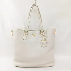 プラダ PRADA トートバッグ レザー ヴィッテロダイノ ベージュ グレージュ ゴールドカラー ☆AA★