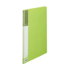 （まとめ）TANOSEE 書類が入れやすいクリヤーファイル「ヨコカラ」 A4タテ 20ポケット 背幅8mm ライトグリーン 1セット（10冊） 〔×3セット〕