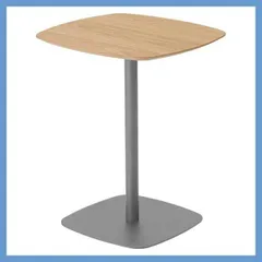 天然木化粧繊維板（オーク）とスチールのカフェテーブル（一本支柱）「W60×D60×H73.5cm」No.993／グレー