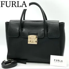 【極美品】FURLA メトロポリス サッチェル ハンドバッグ ブラック
