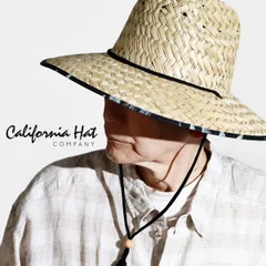 California Hat Company Inc. (カルフォルニアハット) ライフガードハット 顎紐付き ハット つば広 メンズ 麦わら帽子 中折れ 帽子 ボタニカル柄 涼しい 日よけ 熱中症対策 ナチュラル 【TB】