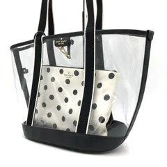 ケイトスペード kate spade クリア トートバッグ 黒 ドット ポーチ付