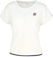 フィラ FILA テニス ゲームシャツ ウェア レディース ウィメンズ 女性 大人 半袖 Tシャツ トップス ウェア ロゴ ワンポイント プリーツ タック 部活動 クラブ スクール 練習  EL0204 20Z ネイビー