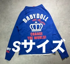 BABYDOLL ベビードール ロンT 長袖 Tシャツ Sサイズ ブルー ホワイト ラグラン 王冠 ロゴ ヘンリーネック 子供服 大人服 レディース メンズ トップス 春物 秋物 古着 160 150