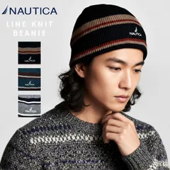 NAUTICA (ノーティカ) ビーニー メンズ ライン ニット帽 レディース 吸水速乾 抗菌防臭 90s 配色 レトロ 冬帽子 カジュアル ストリート ユニセックス 【MB】