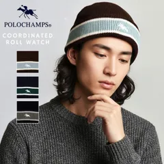 POLO CHAMPS (ポロ チャンプス) ニット帽 メンズ ビーニー リブニットキャップ 配色 ボーダー 刺繍 ロゴ レディース ユニセックス 冬用 防寒 【MB】