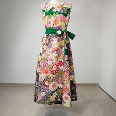 zunezune 振袖ドレス ノースリーブ 着物リメイクワンピース 豪華な柄2