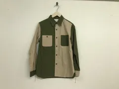 本物フルカウントFULLCOUNTコットンワーク切り替えデザイン長袖シャツジャケットメンズサーフアメカジワークミリタリーストリートスケータービジネススーツモードゴルフカーキ36S日本製