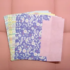 定形封筒 洋2 花 フラワー 青 黄色 白 8枚セット