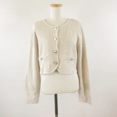 イング INGNI ニットカーディガン 長袖 クロップド丈 アイボリー M *T641