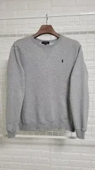 M ポロ ラルフローレン グレーxネイビー ロゴ スウェット トレーナー 実寸M