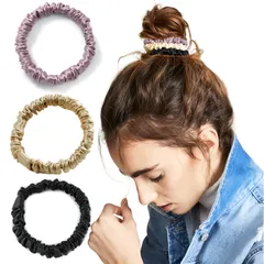 在庫処分　シュシュ 大人 髪にやさしく跡がつかない かわいい 髪ゴム ヘアゴム シーン別で使える ヘアゴム (3個セット) シルク
