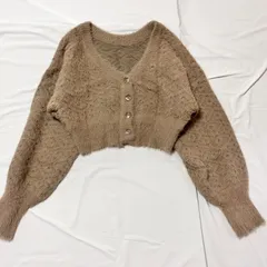 ヘザー　Heather　長袖カーディガン　シャギーニットカーディガン　Vネック　ショート丈カーディガン　カジュアル　シンプル　フリーサイズ　送料無料✨