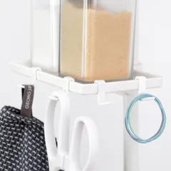 突っ張り棒 縦つっぱり棒用ミニフック マットホワイト tatecco （ キッチン つっぱり棒 突っ張り つっぱり パーツ アクセサリー フック キッチンフック シンク上収納 シンク上 シンク上ラック 引っ掛け 小物フック 小 4個入 ）)のサムネイル
